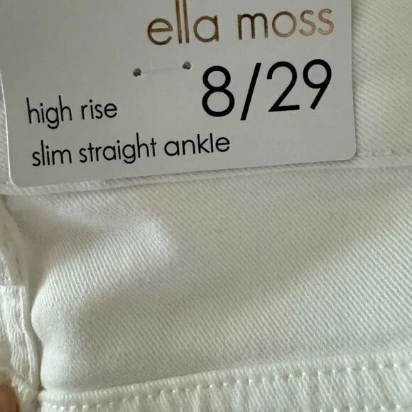 Ella Moss High Rise Slim Straight Ankle  Leg Pockets White Solid SZ 8/29 #1910 - Picture 6 of 14